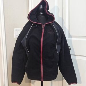 Harley-Davidson Black Jacket with Pink Trim and Hood